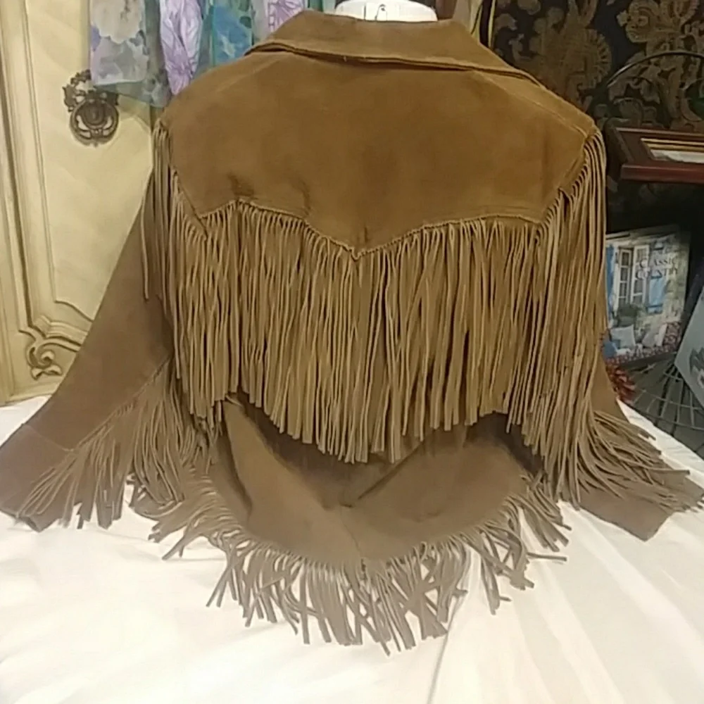 Old Ranchers Fringe Leather COAT Sz 16 Jacket TREGOS WESTWEAR Lined Interior - Picture 6 of 8